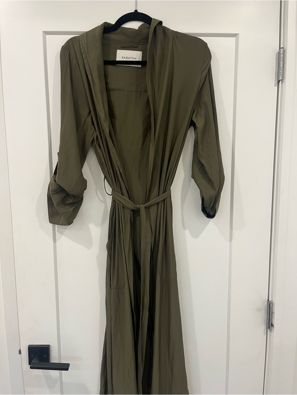 Babaton Olive Wrap Maxi Dress with Tie Waist